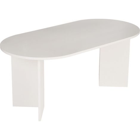 BELORA - Table à manger ovale couleur bois blanc 180 cm