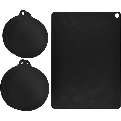 5-teiliges Induktionskochfeld-Schutzset, Backmatten 22 x 24 x 35 cm, universell einsetzbar, hitzebeständig bis 240 °C, ölabweisend, Silikon-Schutzabdeckung, Schwarz (1/5)