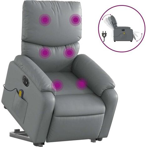 Fauteuil inclinable de massage électrique en similicuir gris (1/5)