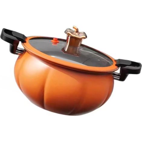 Marmite en pierre médicale grande capacité casserole étanche poignée anti-brûlure couvercle silicone orange 24 cm (1/5)