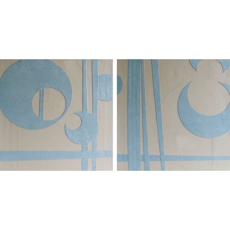 Premier Housewares Set of 2 Square Blue & Cream Prints