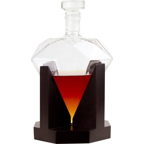Mikamax Dekanter Diamant Transparent 850 ml mit Eichenfuß (1/5)