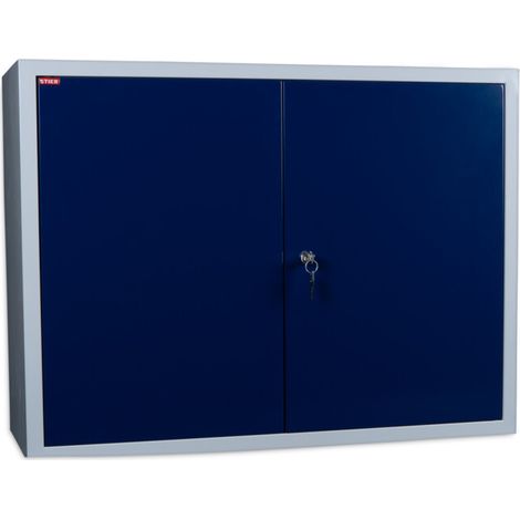 Armoire murale STIER, rangement sûr et peu encombrant, bleu