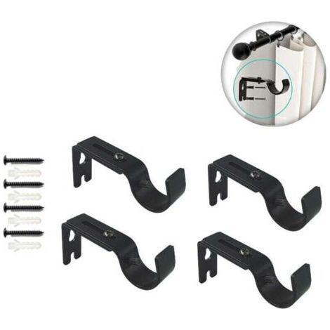 Support for aste tende Premium - Confezione da 4 supporti da parete regulabili, suppori per aste per tende da 1 fonte (black) (1/4)