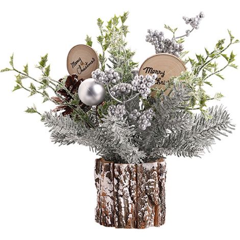 Mini décorations de sapin de Noël 35 cm, pommes de pin floquées, sapin artificiel, décoration pour la maison ou le bureau (1/5)