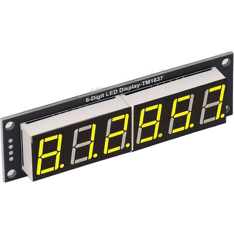 0,56 Zoll 6-stellige 7-Segment-Digitalanzeige mit gelber LED-Röhre TM1637 für Uhr, Messgerät, Armaturenbrett und DIY-Projekte (1/5)