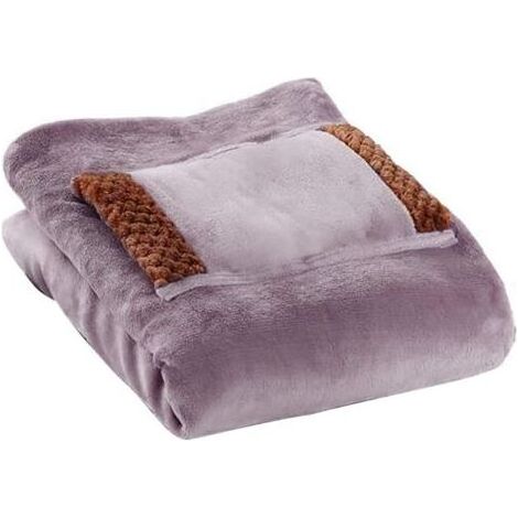 Couverture chauffante avec chauffe-mains, couverture électrique portable USB, couverture chauffante en flanelle douce, oreiller lavable en machine, coussin chauffant pour la maison 60 × 80 cm (violet) (1/2)