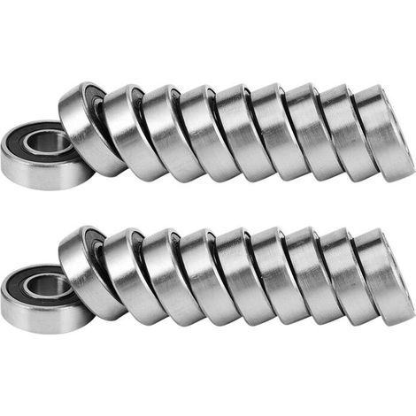 Adecuado para rodamientos de bolas de ranura profunda 698-2Rs, rodamientos de acero al carbono con doble sellado, 8 mm x 19 mm x 6 mm (20 piezas por paquete). (1/4)