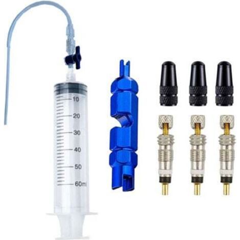 60ml tubeless bicycle tire sealant injection kit, including a sealant injector and a rubber hose kit, suitable for bicycle repair tools. (1/4)