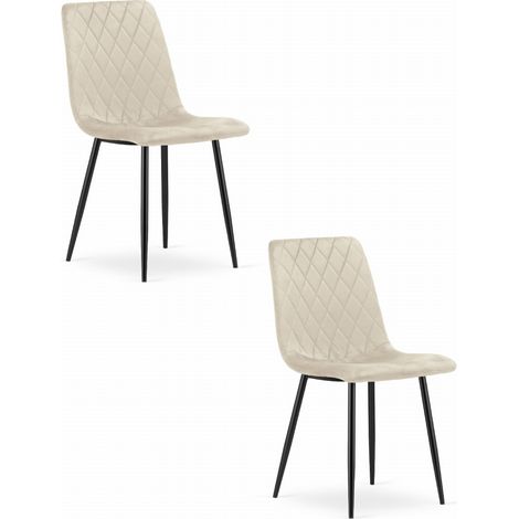 Sedia Valora TURIN in velluto beige, design ergonomico x2 (1/5)