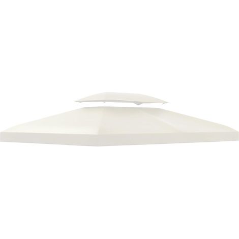 Toit de remplacement pour tonnelle métallique 4x3m avec ouverture anti-fuite, toit de tonnelle en polyester blanc crème pour jardin et tente de réception