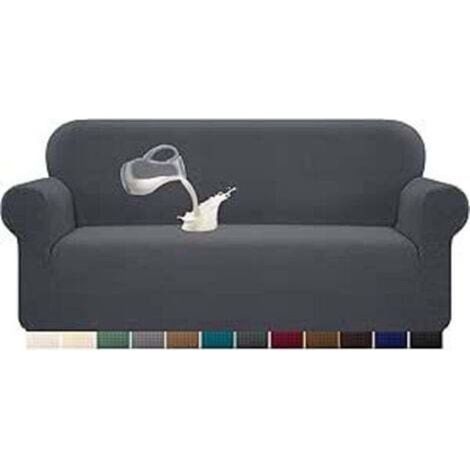 [JAMAIS UTILISÉ] Housse de canapé Stretch imperméable en Spandex Jacquard avec Mousse antidérapante (3 Places, Gris) (1/4)