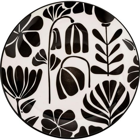 Lot de 6 Assiettes à Dessert "Twisted Lime" 19cm Noir & Blanc (1/2)
