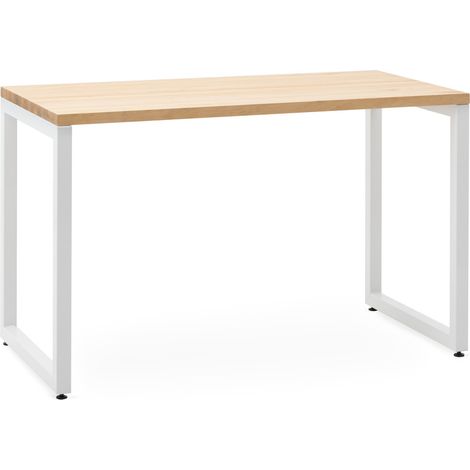 Mesa de Oficina 120x60x75cm Blanca en madera maciza de pino acabado natural estilo nórdico industiral Box Furniture (1/5)