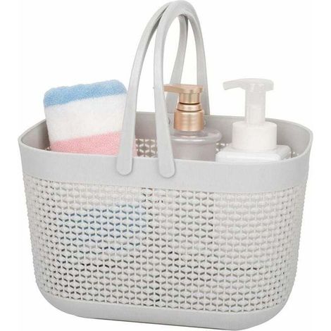 Enowelir Panier De Douche Portable Avec Poignées, Bac De Rangement En Plastique Pour Cuisine Salle De Bain Et Dortoir Universitaire Gris (1/4)
