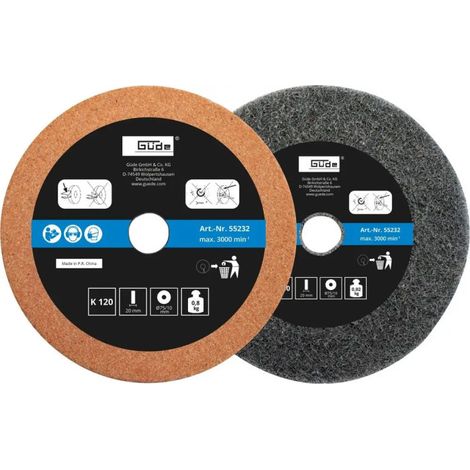 Meule abrasive 75 x 10 x 20 mm - Grain 120 + 400 pour touret G55231
