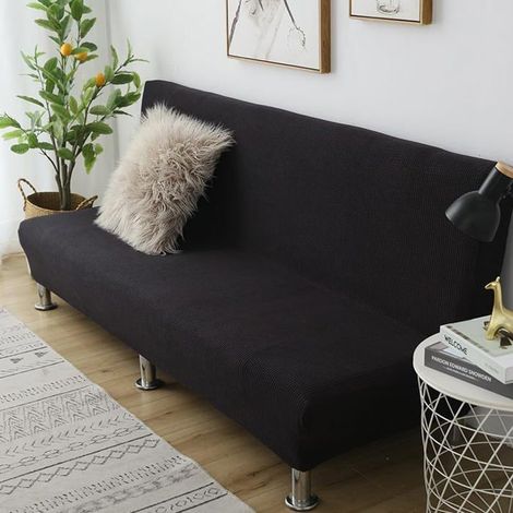 Housse Clic Clac Housse Canape Lit,170-190cm Extensible Anti-Taches Couvre Protection canapé sans Bras,Noir (1/5)