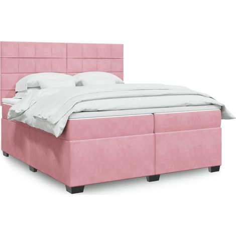 Boxspringbett mit Matratze Rosa 200x200 cm Samt (1/5)