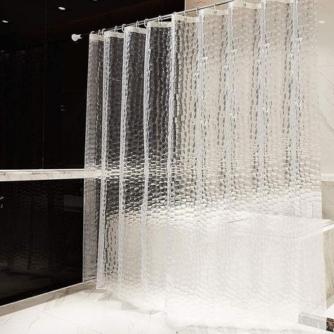Rideau de douche 240 x 200 cm, résistant à la moisissure, extensible, sans PVC, écologique (1/4)
