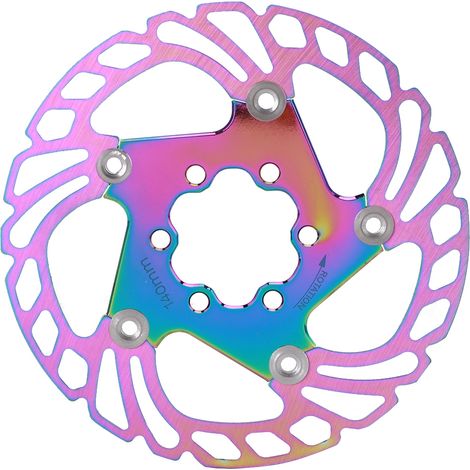 140-mm-Schwimmscheibenbremsen für Mountainbikes, 5-Loch-Befestigung, mit integrierter Kühlung. Farbenfrohes Fahrradzubehör. (1/5)