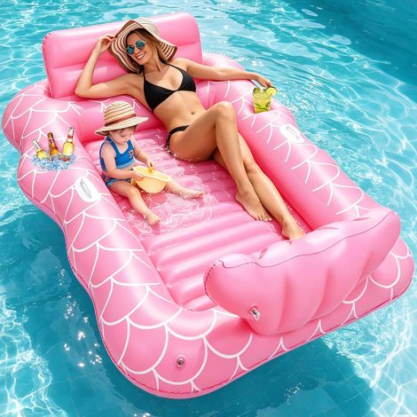 Matelas Gonflable Piscine 2 Personnes, Bouee Piscine Adulte, Hamac d'eau Gonflable, Lit de Bronzage Gonflable, Longue Gonflable pour Fauteuil pour Summer Party Plage (1/5)