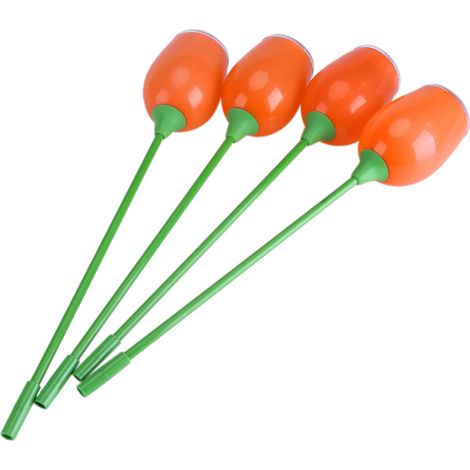 Lot de 4 lampes solaires LED en forme de tulipe, orange, pour allée, jardin, clôture et décoration extérieure. (1/2)