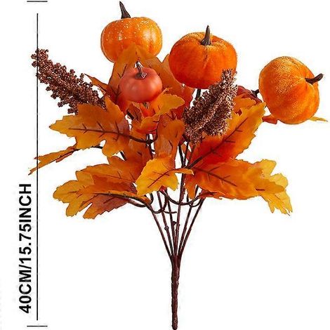 Cadeaux pour Halloween- 2pcs color 05 PARTY JOY 2pcs Autumn Artificial Sunflower Flowers Silk Maple Leaves Bouquet Fake Pumpkin Fireplace Table Fall Decor (1/5)