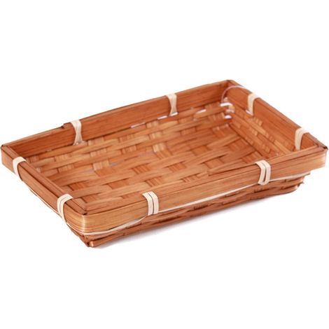 Cestino rettangolare in bambù marrone, 18x12x3 cm (kit da 10) (1/2)