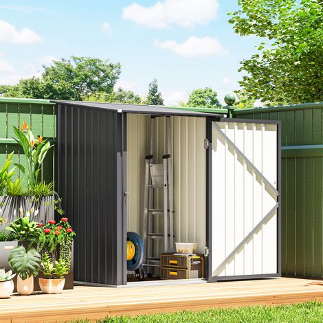 Coffre de jardin en acier galvanisé gris foncé 100x104x160 cm avec porte pour rangement d'outils extérieur (1/5)
