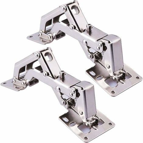 2 charnières pliantes en acier inoxydable pour portes de placard de cuisine, réglables de 130 à 175 degrés (1/5)