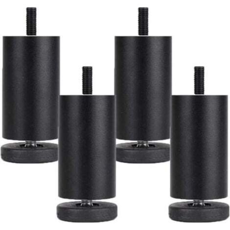 4 Stück verstellbare Möbelfüße, Möbelbeine aus Aluminiumlegierung, runde Möbelbeine aus Metall, Tisch, Sofa, Bett, Schwarz (10 cm)