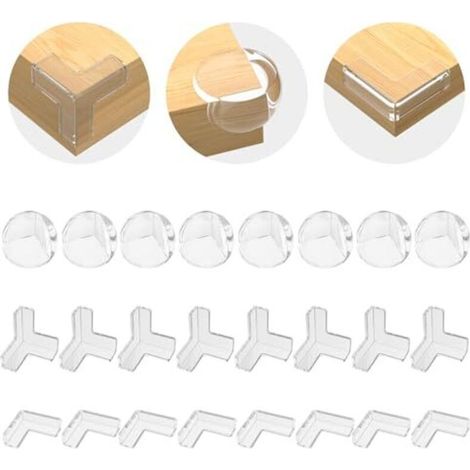 Protezioni angolari per tavolini per bambini, 24 pezzi, 3 forme, trasparenti, protezione per angoli di mobili, sicurezza per bambini (1/5)