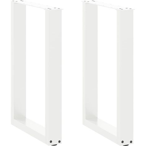 Lot de 2 pieds de table à manger en U 50 x 73 cm robustes modernes ajustables en acier blanc (1/5)