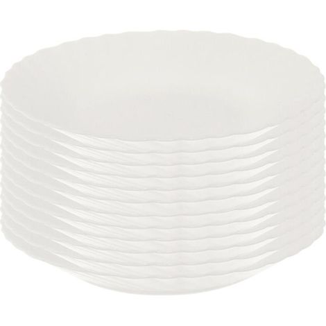SET DI 12 PIATTI FONDI PRIMA IN VETRO TEMPERATO BIANCO DA 23 CM