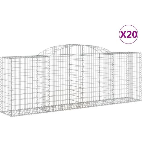 Paniers à gabions arqués 20 pcs  Mur en gabion 300x50x100/120 cm fer galvanisé