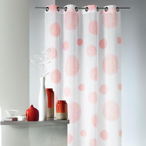 Voilage en Etamine Impression Argent Orange corail 140x240 cm