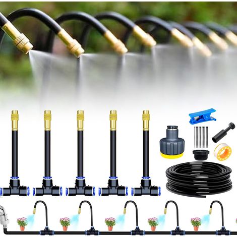 1 Kit Arrosage Automatique, Tuyau PE 5m, Buse Laiton 360°, Pour Jardin, Serre (1/5)
