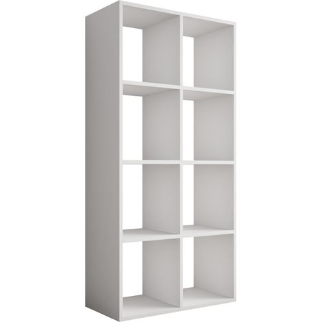 Libreria a 8 scomparti – colore: Bianco – 147 × 74 × 30 cm, in verticale o orizzontale (1/5)