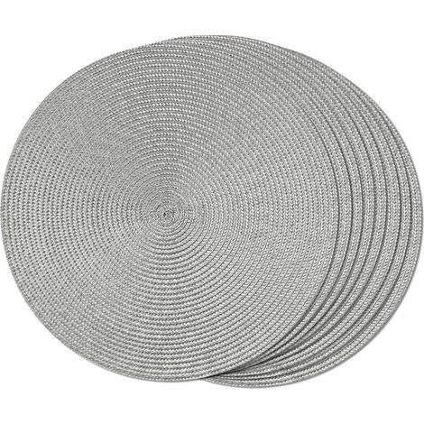 Set De Table - Ronde Tressée - Polypropylène - 38 Cm - Antidérapant - Lavable En Machine - Pour Intérieur Et Extérieur - 8 Pièces (1/5)