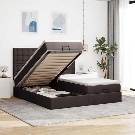 Estructura cama otomana colchones tela marrón oscuro 200x200cm vidaXL (1/5)