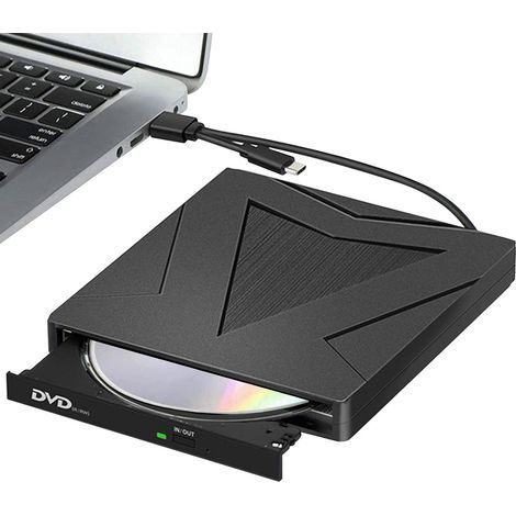 Lecteur DVD portable USB 3.0 et Type C – Graveur CD/DVD +/- RW – Compatible Windows/Mac – Design ultra-fin et léger (1/5)