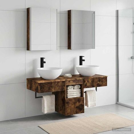 vidaXL Bathroom Cabinet Set 5 pcs Smoked Oak Engineered Wood (1/5)