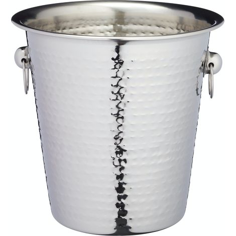 BarCraft Champagne Bucket, Soporte Enfriador de Vino de Acero Inoxidable con Acabado Martillado, 4 Litros de Capacidad, 21 x 20.5 x 21cm, 1 Cantidad