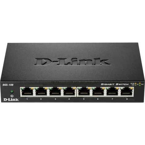 D-Link DGS-108/E Switch di Rete 8 Porte 10/100 Mbps Nero (1/3)