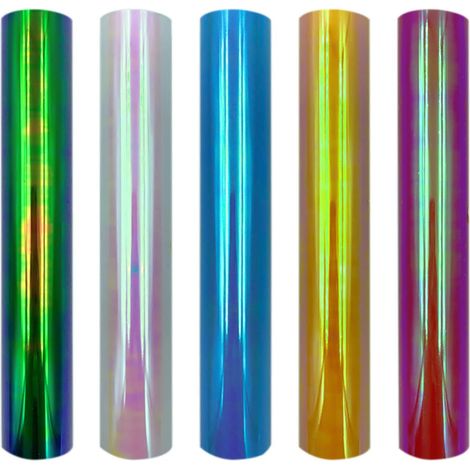 5 Rolls Self Adhesive Holographic Vinyl Film for Clothes and