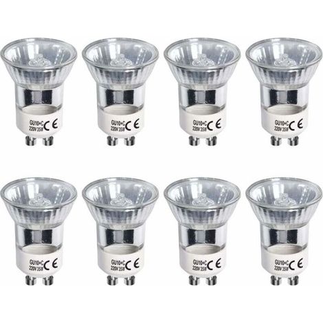 Ampoules halogènes GU10, 35W blanc chaud 2700K à intensité variable équivalent à des ampoules LED 3W 360 lumens halogènes 120 degrés pour lampe à lave, AC 220V-240V, lot de 8 (1/5)