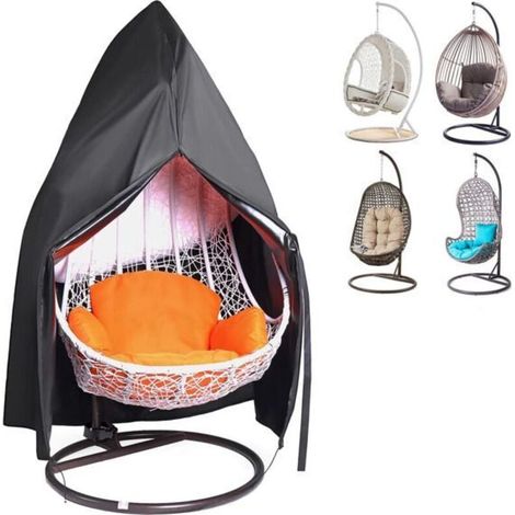 Waterproof zippered cover for garden swing, black, 115 x 190 cm