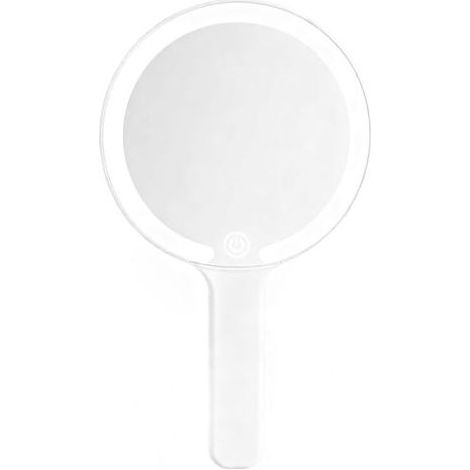 Miroir à Main avec Poignée, Miroir de Maquillage Lumineux Portable, Interrupteur Tactile, 3 Couleurs Claires, pour la Coiffure, Le Maquillage, la Maison, Les Voyages (Rond) (1/5)