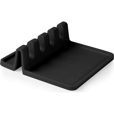 Repose-ustensiles de cuisine en silicone anti-gouttes et résistant à la chaleur-Repose-cuillères et porte-cuillères pour la plaque de cuisson-Porte-ustensiles de cuisine pour louches et pinces-Noir (1/5)