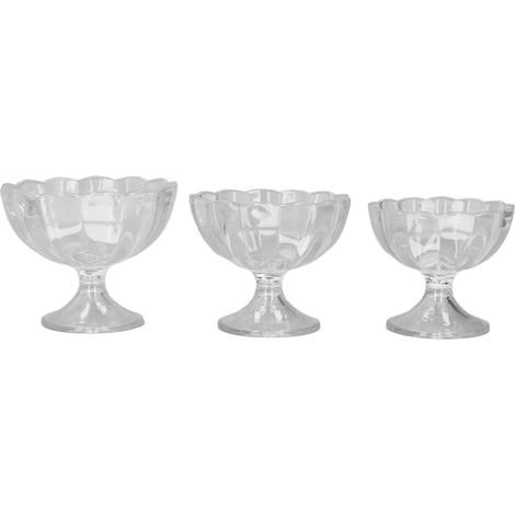 Ensemble de 3 jolis bols à dessert tulipe sur pied, de tailles différentes (grand, moyen et petit), parfaits pour les desserts, les coupes glacées, les salades de fruits, les en-cas et les cocktails. (1/5)